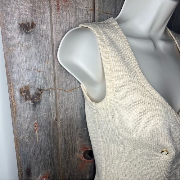 Vintage 70s St. John Cream Santana Knit Double Breasted Sleeveless Dress sz XS - Picture 5 of 15